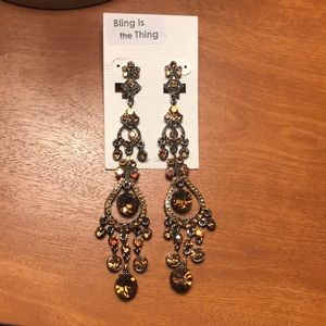 Extra Long Chocolate Gunmetal Earrings